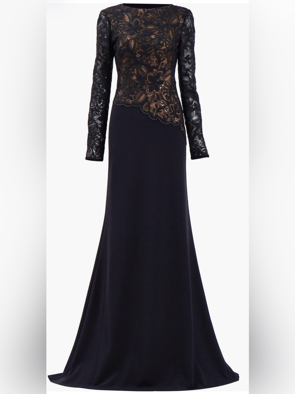 Tadashi Shoji Embroidered Lace Long Sleeve Gown